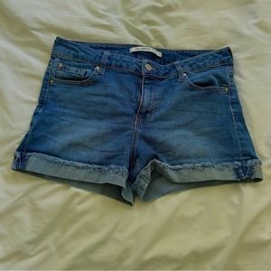 mid rise denim shorts